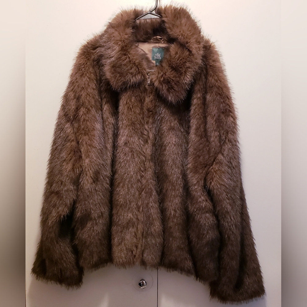 Wild Fable 3X Brown Faux Fur Jacket Plus Size Cozy Sherpa Teddy Coat Full Zip - Picture 7 of 13